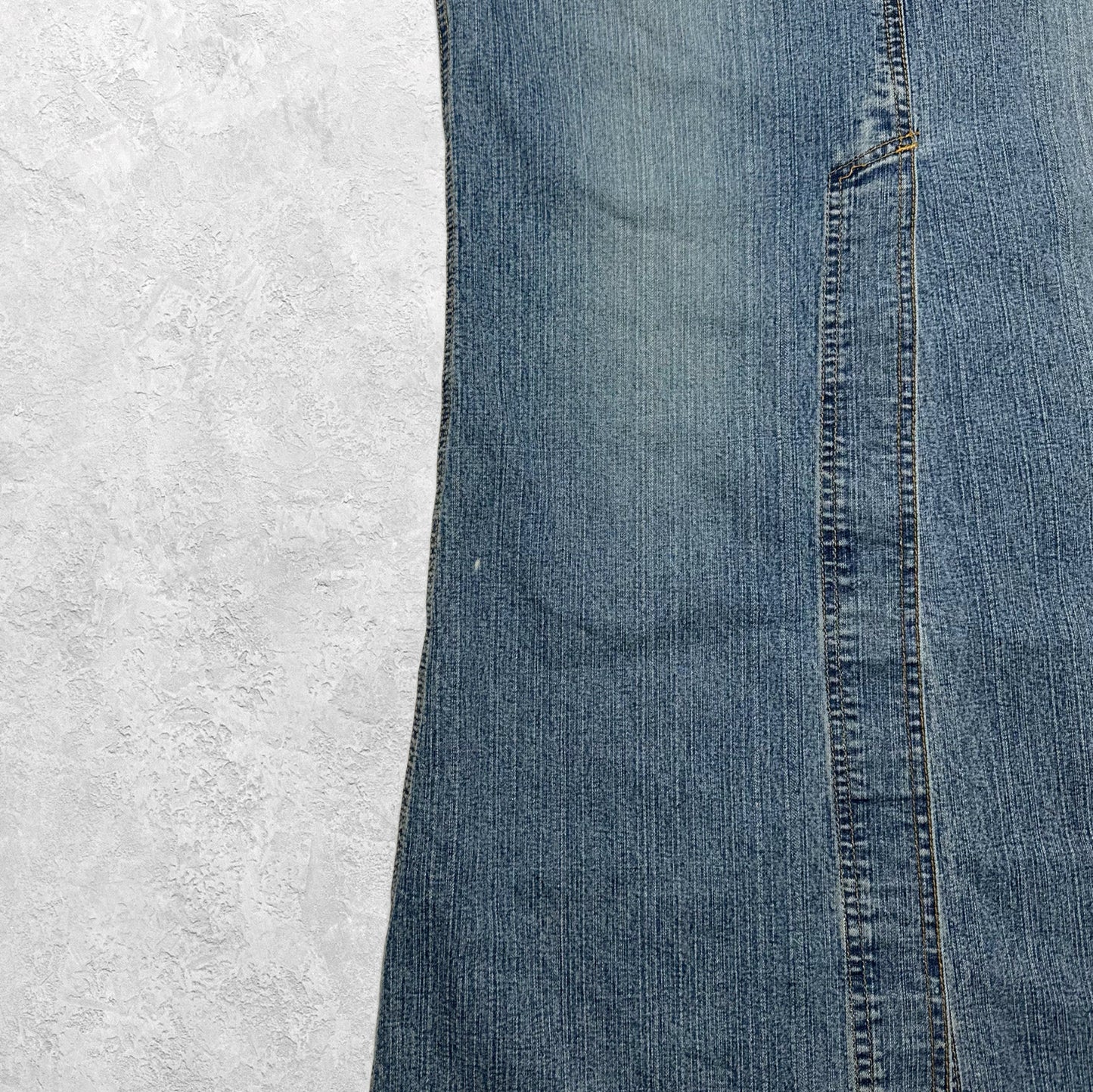 Armor Jeans Embroidered Lace Up Denim Maxi Skirt