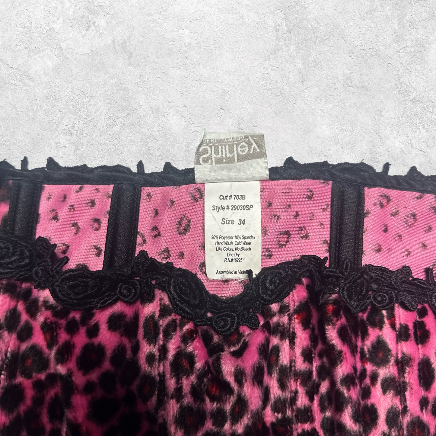 Shirley of Hollywood Pink Fuzzy Cheetah Print Corset