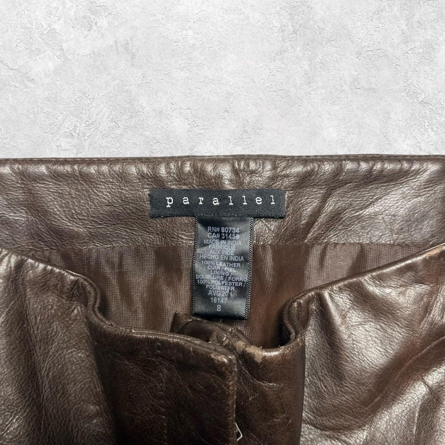 Parallel Low Rise Brown Leather Pants