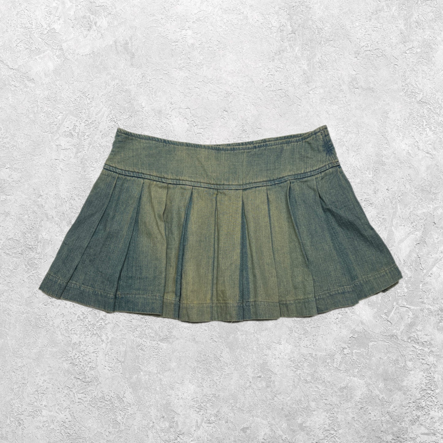 Miss Sixty Washed Denim Pleated Mini Skirt