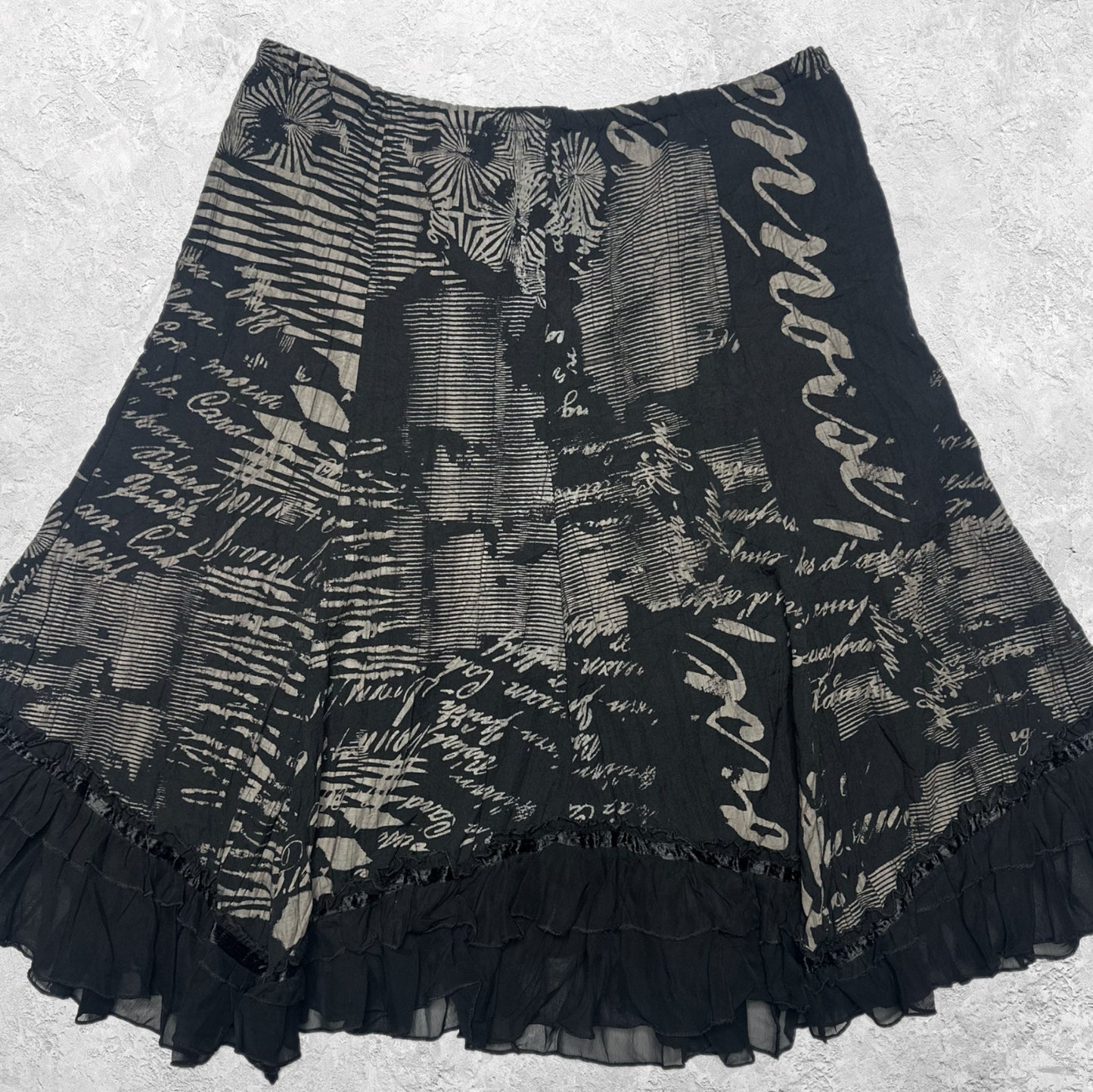 Euro Graphic Flowy Midi Skirt