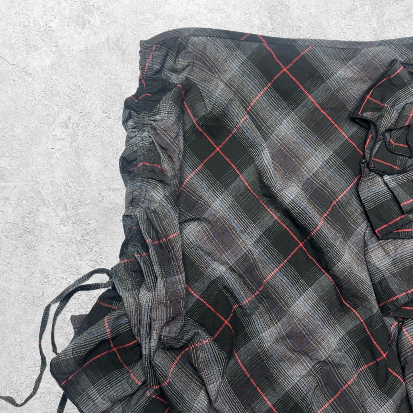 Cop Copine “Susan Jupe” Ruched Plaid Skirt