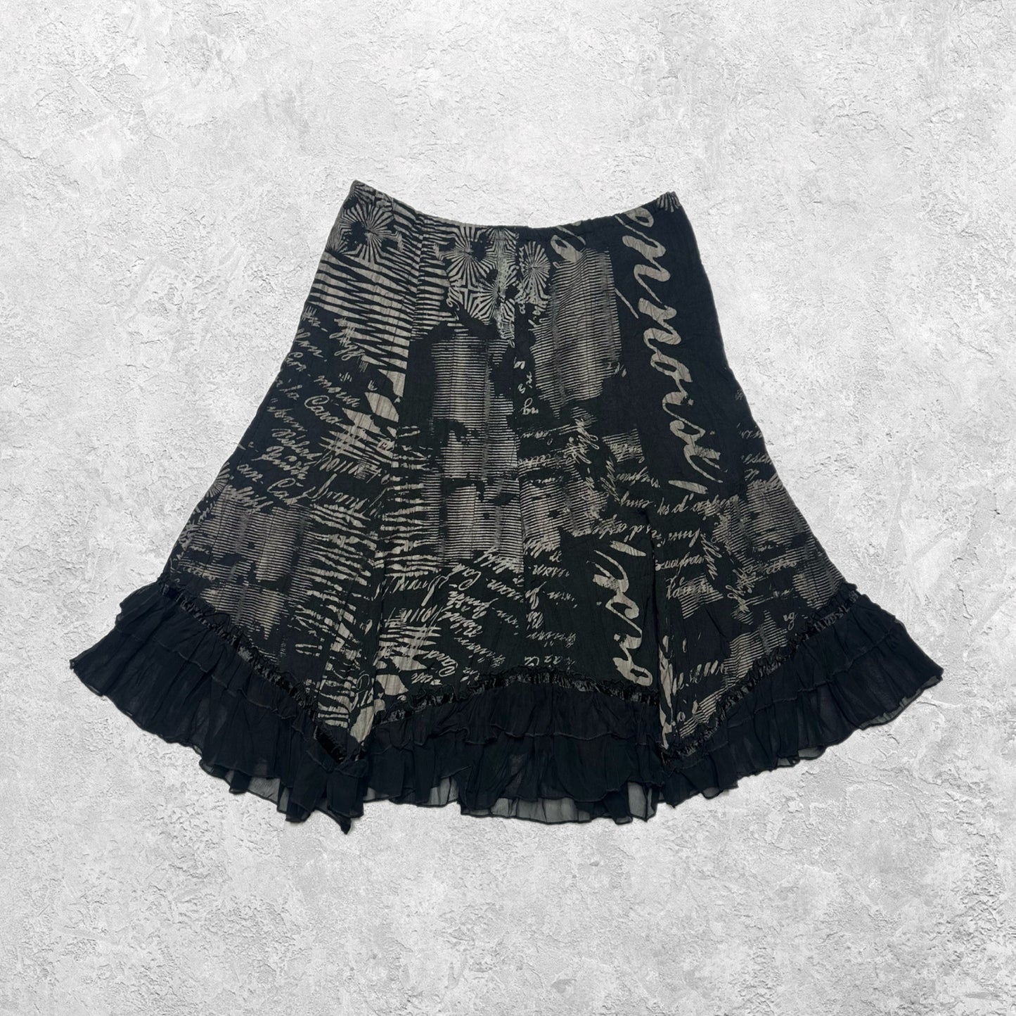 Euro Graphic Flowy Midi Skirt