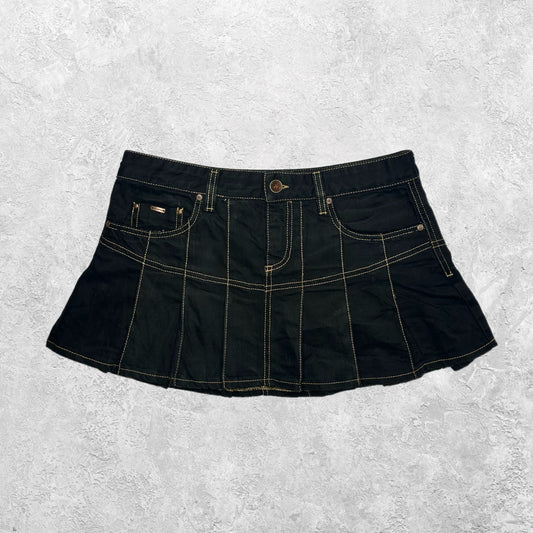 Gas Jeans Black Denim Pleated Mini Skirt