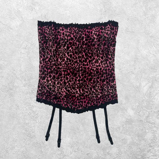 Shirley of Hollywood Pink Fuzzy Cheetah Print Corset