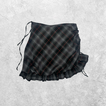 Cop Copine “Susan Jupe” Ruched Plaid Skirt