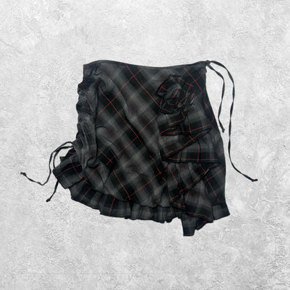 Cop Copine “Susan Jupe” Ruched Plaid Skirt