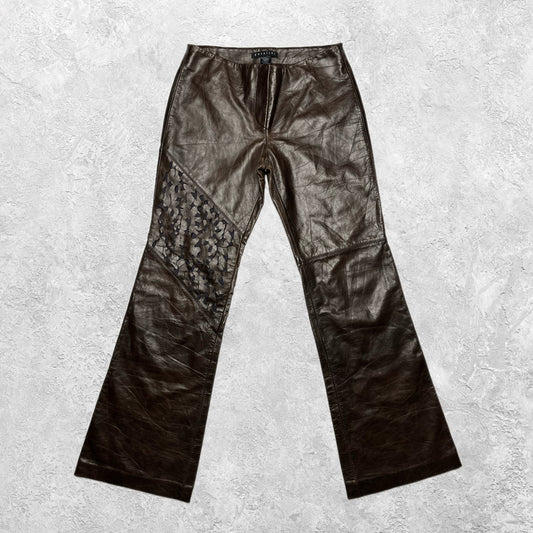 Parallel Low Rise Brown Leather Pants