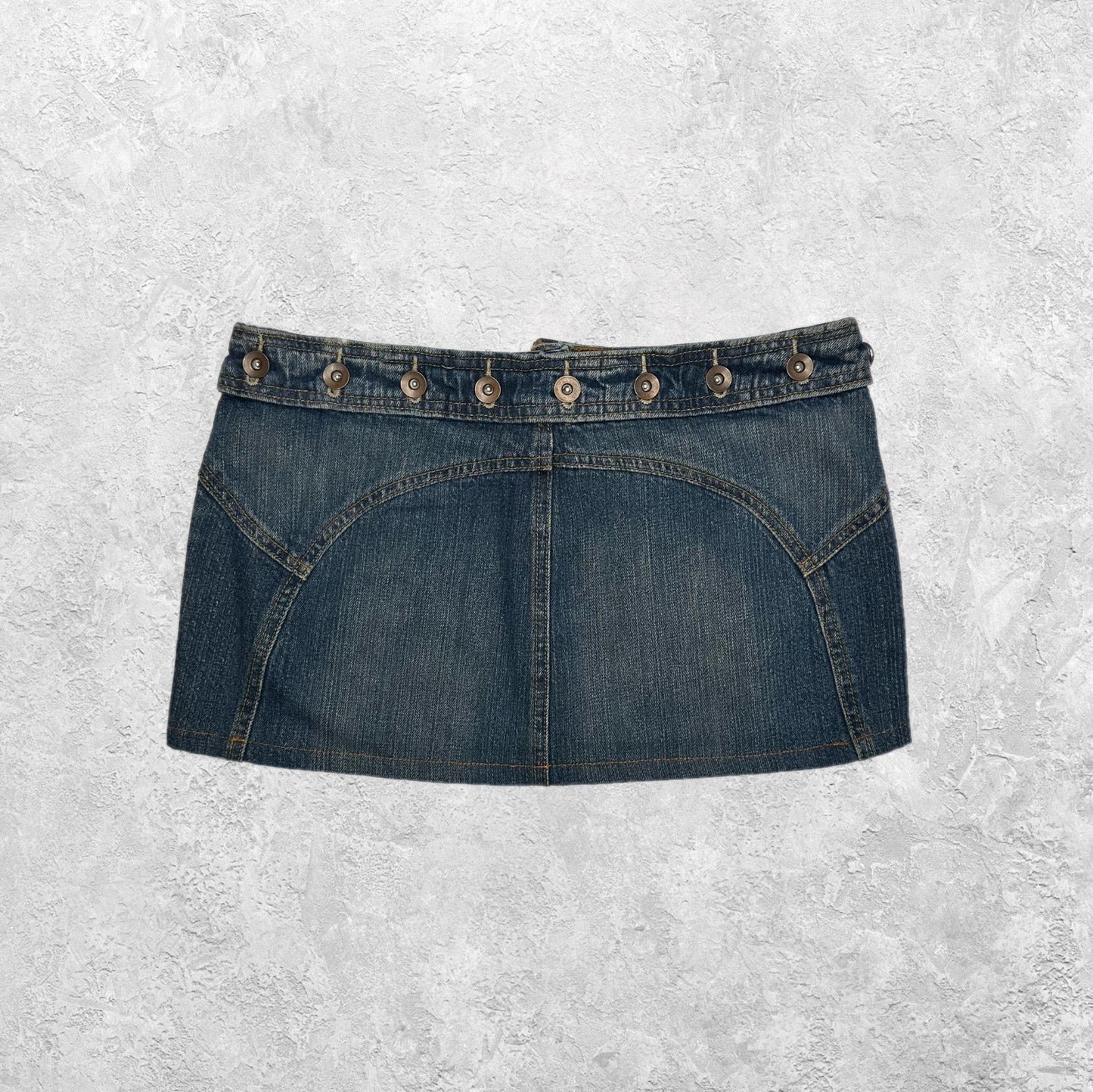 Conbipel Blue Denim Button Waist Mini Skirt